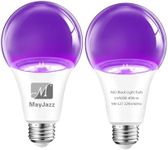 MayJazz UV Light Bulbs, A60 9W E27 Black Light Bulb (60Watt Equivalent) 380-400nm Wavelength, UV Black Light Bulbs Glow in The Dark for Home Party Halloween Stage DJ Disco Lighting (2 Pack)