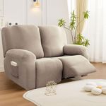 Bocguy Stretch Recliner Chair Cover, 6-Pieces Recliner Armchair Covers for Living Room Reclining Chair Slipcover with Side Pocket, High Spandex Slipcover/Lounge Cover, Slip Resistant