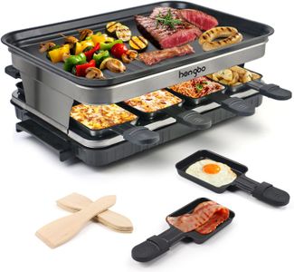 Hengbo Raclette Grill for 8 People – Non-Stick Electric Tabletop Grill