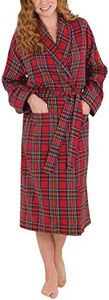 PajamaGram Cotton Flannel Robe Womens - Soft Yarn Dyed Plaid, Red, XS/S, 2-6