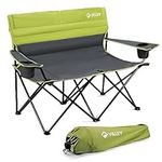 VILLEY Double Camping Chair, Extra Wide Loveseat, Heavy Duty Padded Camping Couch, Portable Folding Camp Chair w/Carry Bag, Steel Frame, Cup Holders for Camping Lawn Picnic Sports, Supports 500 LBS
