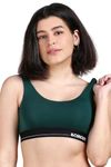 &Circus PureSoft Non Padded Lounge Bra for Women | Sport Bra for Women | Full Coverage Active Wear Bra for Women | Racing Green, XL