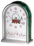 Howard Miller Sounds of The Season Christmas Table Clock 645-687 – Polished Silver Finish, Green Marble Tone Sides, Musical Timepiece with 12 Carols, Modern Home Décor, Quartz Movement