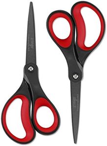 LIVINGO 2 Pack 8" Titanium Non-Stick Scissors, Professional Stainless Steel Comfort Grip, All-Purpose, Straight Office Craft Scissors for DIY(Red/Black)