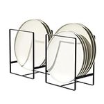 Hikinlichi Upright Plate Holders Organizers 2 Pack Cabinet Dish Drying Racks Metal Plate Dish Organizers Racks Stands for Countertop and Cupboard Black