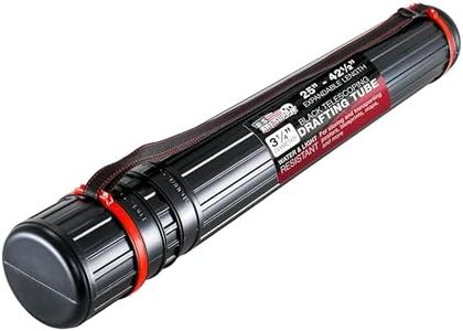 U.S. Art Supply Black Telescoping Drafting Tube - 3-1/4" Outside/2-7/8 Inside Diameter, Expands 25" to 42-1/2", Durable Protection with Shoulder Strap - Ideal for Posters, Blueprints, Art & More