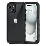 Lanhiem for iPhone 15 Plus Case, IP68 Waterproof Dustproof Shockproof 15 Plus Cases with Built-in Screen Protector, Full Protective Front and Back Cover for iPhone 15 Plus - 6.7 inch (Black/Clear)