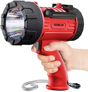 YIERBLUE Rechargeable Spotlight Flashlight with 1000,000 Lumen LED, IP67 Waterproof Long Running Spot Light searchlight, Impact Resistant Handheld Spotlight with Foldable Stand and Detachable Red Lens