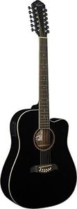 New Oscar Schmidt OD312CEB Right-Handed 12-String Dreadnought Cutaway Acoustic Electric Guitar, Gloss Black