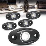 MICTUNING 4 Pods White LED Rock Lights with Wiring Harness, Waterproof Underglow Underbody Light Kit for Car Truck ATV UTV SUV Offroad Boat