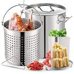 ARC 52QT Stainless Steel Stockpot for Seafood Boiler Crawfish Pot w/Basket and Steamer Rack, Outdoor Cooking Pot for Crab Lobster Shrimp Boiling, and Tamales Steamer, 13 Gal