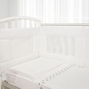 Babysanity - Chichoneras Cuna de alta Transpirabilidad con el Sistema Baby Air Mesh - El Protector de Cuna Suave y Resistente Proporciona al Bebes un Ambiente Seguro Para Dormir (Blanco)