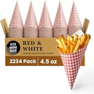 Friteshop Red & White Check Paper Cones K-13 Mini 4.5 oz - Disposable, Grease Absorbing - Hors d’oeuvres and French Fries Holder, Catering and Parties - Durable European Made Snack Holder - 2234 Count