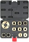 11pcs Solid Brass Router Template Bushing Guides Sets, Bush Guide Lock Nut Adapter Kit for Precision Woodworking, Fit All Porter Cable Style Router Sub Bases 5/16 to 1in, Black Molded Carrying Case