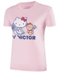 VICTOR T-KT203-I-L X Hello Kitty Collection T-Shirt for Girls, Pink,L Size