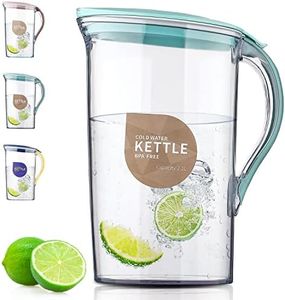 Berglander Fridge Door Water Pitcher with Lid Perfect for Making Tea, Juice and Cold Drink, 71 OZ Water Jug Made of Clear PET, No Smell Clear Fiber Glass Carafe BPA Free