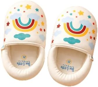 THE LITTLE LOOKERS Shoes for Baby | Cotton Shoe | Footwear | Prewalking Shoes for Babies | Soft & Comfortable Sole | Baby Walker Booties for Infants, Babies (Unisex) (Off White_Rainbow, UK Footwear Size System, Infant, Men, Age Range, Medium, 9 Months, 12 Months)