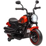 HOMCOM 6V Kids Electric Motorbike Ride-Ons Motorcycle with Training Wheels, Headlight, for Ages 18-36 Months - Red