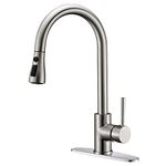 Delle Rosa Kitchen Faucet, Kitchen Faucet with Pull Down Sprayer, Pause Function, Pre-rinse Kitchen Faucet, 360 Degree Swivel Kitchen Faucet with Deck Plate, Brushed Nickel