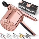 Zulay Kitchen Premium Large 15oz Potato Ricer, Heavy Duty Professional Stainless Steel Potato Masher and Ricer Kitchen Tool, Press and Mash Kitchen Gadget - Rose Gold Fixed Disc