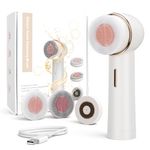 MOXYOY Dual Rotating Facial Cleansing Brush, Teen Girls Electric Face Scrubber, Rechargeable Waterproof Face Brush for Deep Cleaning/Tighten Skin, with 3 Interchangeable Heads, Perfect Skincare Gifts