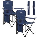 Vivo Technologies Set of 2 Lightweight Folding Portable Camping Chair with Cup Holder and Side Pocket Outdoor 120kg Capacity, Fishing, Picnics and Travel Blue