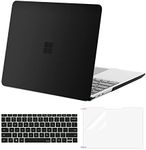 MOSISO Case Only Compatible with Microsoft Surface Laptop Go 3/2/1 12.4 inch 2023-2020 Release (Models: 2013 & 1943), Protective Plastic Hard Shell Case&Keyboard Cover&Screen Protector, Black