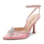 DREAM PAIRS Women's High Heels Destiny Closed Toe Strappy Heels Sexy Rhinestone Ankle Strap Pumps Wedding Bridal Party Dress Shoes, Pink Size 11 SDPU2208W