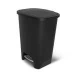 Glad 20 Gallon Trash Can - Plastic Kitchen Waste Bin with Odor Protection of Lid - Hands Free with Step On Foot Pedal and Garbage Bag Rings, Black