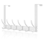 CASPLUS Over Door Hooks, Heavy Duty Over Door Hanger, 12 Door Hooks for Coats, Hats, Bags, Clothes, Towels, White