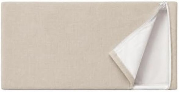 Cloud Frame Bed - Premium Waterproof Linen - Removable & Washable Cover - Soft Upholstered Minimalist Modern - Box Spring NOT Included (Beige Linen, Queen Headboard Cover)