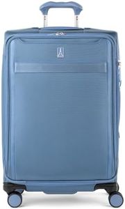 Travelpro VersaPack+ Lightweight Softside Expandable Checked Luggage, 8 Spinner Suitcase, TSA Lock, Men and Women, Checked Medium 25-Inch, Elemental Blue, Elemental Blue, Checked Medium 25-Inch,
