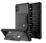 Leather iPhone Xs MAX case 3 Card Slots(ID Card,Credit Card Photo Fram or License) 6.5inch Drop Protection,Holder Magnetic Shockproof Concise Screen Protector for 2019 Release-Black