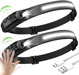 2PCS Linterna Frontal Cabeza LED Recargable Potencia, USB Luz, Headlamp Gobeam 230 Headlight Manos Libres Lampara Camping Pesca Ciclismo, Running