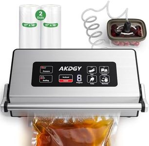95Kpa Liquid Vacuum Sealer Machine, Full Automatic Food Sealer for Dry/Liquid/Moist Foods | Strong Suction | Digital Timer | One-Touch Operation | Built-in Cutter & Bag Storage | Removable Drip Tray