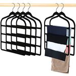 Trouser Hangers,Space Saving Hangers,Trouser Hangers Space Saving Non-Slip Pants Hanger-4 Pack Jeans Hangers Multi Bar Velvet Clothes Hanger Closet Organizers Storage for Pants,Scarf,Towel,Ties (4PCS)