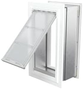 Endura Flap Pet Door for Walls in White | Energy-Efficient Single Flap Design for Wall Installations | All-Weather Protection with All-Metal Telescoping Tunnel | White, Medium, Single Flap