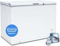 Techomey Chest Freezer 10.5 Cu.Ft, Deep Freezer, Compact Freezer with Adjustable Thermostat Control and Removable Wire Basket, Top Open Door, Lock, White