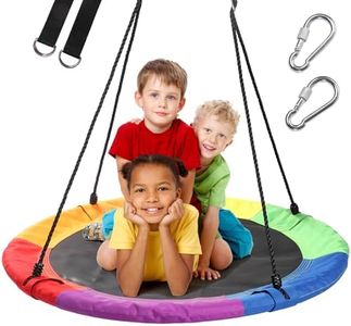 40 Inch Saucer Tree Swing for Kids, Outdoor Round Swing with Hanging Straps & Adjustable Ropes, Easy Assembly