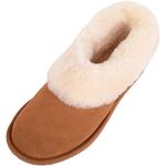 SNUGRUGS Womens Genuine Full Sheepskin Boot Slipper with Thick Sheepskin Cuff - Chestnut - UK 7