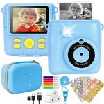 NICEWIN Kids Camera Instant Camera for Girls Boys - 1080P HD Digital Camera with Print Photo Paper for Kids with Storage Case, Birthday Gifts Toy (Blue)