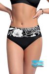 Beautikini Period Swimwear Bikini Menstrual Leakproof Swim Bottoms Period Bathing Suits for Teens Girl(Black Leaf Small)