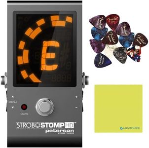 Peterson Tuners SS-HD StroboStomp Bundle HD Guitar & Bass Pedal w/ 12x Picks & Liquid Audio Polishing Cloth True Strobe 0.1 Cent Accuracy