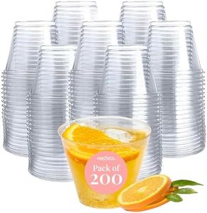 5 oz Clear Plastic Cups | Small Disposable Cups | Old Fashioned Tumblers | 200 Pack | Beverage Party Cups | Hard Plastic Drinking Cups | Ideal for Wine, Cocktails & Punch [Drinket]