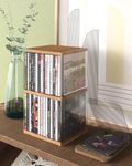 AREAJD 2 Pack CD Storage Rack, Holds 30 CD Case, Retro Walnut-colored MDF CD Holder Desk Organizer, Cd Holder Stand, CD Storage/Shelf/Tower/Stand Dollar, Fit for Theatre Room