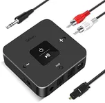 Golvery Bluetooth 5.0 Transmitter Receiver for TV, 2 in 1 Bluetooth Aux Adapter for PC/DVD/MP3/Car/Home Stereo/Speaker/Gym, Optical/RCA/AUX Connection