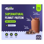 Alpino Supernatural Peanut Protein Powder Dark Chocolate 216g (6 Day Trial Pack) - 100% Plant-Based, High-Performance Protein - 24g Protein, 5.1g BCAAs, No Added Sugar, Gluten-Free, Vegan (36g, Pack of 6)