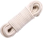 20 Meters (8mm OD) Braided Cotton Rope,Multipurpose Flagline Rope,Polypropylene Clothes ine, Camping Utility Good for Tie Pull Swing Climb Knot (White)