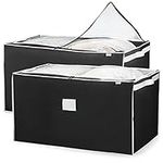 ZOBER Jumbo Storage Bag, Breathable Blanket, Clothes Storage Bag For Comforter, And Quilts, With Clear Viewing Top And Sturdy Zipper For Clothing, Linens, Shoes Etc. Set Of 2, Black 17.5x29x15.5