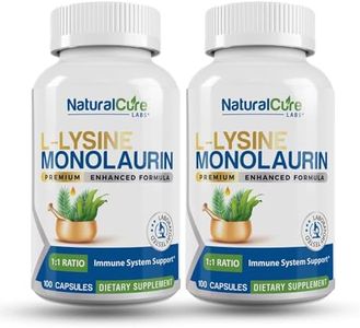 Natural Cure Labs L-Lysine + Monolaurin 600mg 1:1 Ratio, 2 Pack, 200 Capsules
